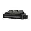 HEWLET kanapéágy 2 db puffal, normál szövet, hab töltőanyag, jobb oldali puff tároló, fekete / szürke