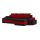 Monviso kinyitható sarokkanapé 2 db puffal, univerzális oldal, normál szövet, hab töltőanyag, jobb oldali puff tároló, szín - fekete / piros