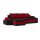 Monviso kinyitható sarokkanapé 2 db puffal, univerzális oldal, PRO szövet, bonell rugóval, bal oldali puff tároló, szín - fekete / piros