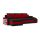 Monviso kinyitható sarokkanapé polccal és 2 db puffal, univerzális oldal, normál szövet, hab töltőanyag, bal oldali polc, jobb oldali puff tároló, fekete / piros