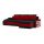 Monviso kinyitható sarokkanapé polccal és 2 db puffal, univerzális oldal, normál szövet, hab töltőanyag, jobb oldali polc, bal oldali puff tároló, fekete / piros