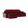 Monviso kinyitható sarokkanapé polccal, univerzális oldal, PRO szövet, bonell rugóval, bal oldali polc, szín - fekete / piros