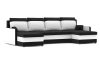 Pollino III kinyitható sarokkanapé, U alakú, normál szövet, hab töltőanyag, szín - fekete / fehér