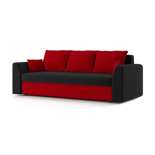 PAUL kanapéágy,  normál szövet, hab töltőanyag, szín - fekete / piros