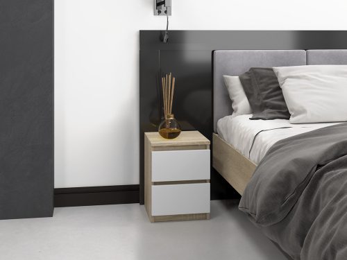 M2 MIX éjjeliszekrény, fehér- sonoma