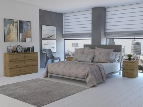 M6 120 fiókos szekrény, tölgy