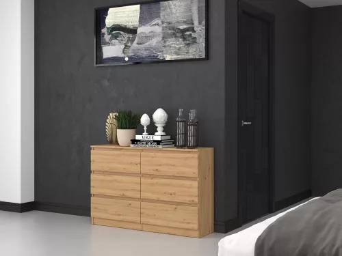 M6 120 fiókos szekrény, tölgy