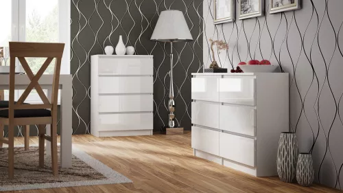 M6 120 2X3 komód, fényes fehér