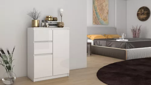 2D2S fiókos szekrény, fényes fehér