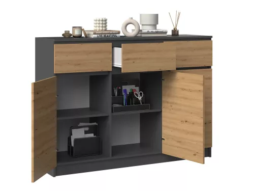 3D3S komód, antracit-tölgy