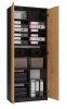 MIX Oliv 2D könyvespolc, irodai szekrény, 74x180x35 cm, antracit-tölgy
