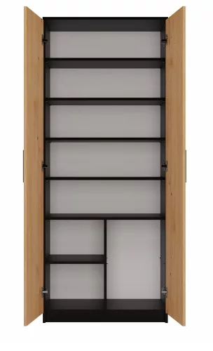 MIX Oliv 2D könyvespolc, irodai szekrény, 74x180x35 cm, antracit-tölgy