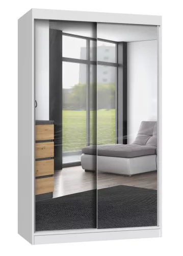 IGA 120 tolóajtós gardróbszekrény, 2 tükörrel, 120x200x61 cm, fehér