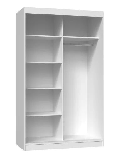 IGA 120 tolóajtós gardróbszekrény, 2 tükörrel, 120x200x61 cm, fehér