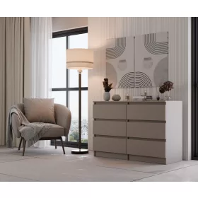 M6 120 fiókos szekrény, 120x75x30 cm, agyag színű