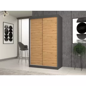   MIX IGA 120 tolóajtós gardróbszekrény, 120x200x61 cm, antracit-tölgy
