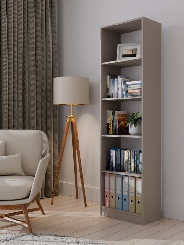 R50 polcos szekrény, könyvtartó, 50x182x30 cm, agyag színű