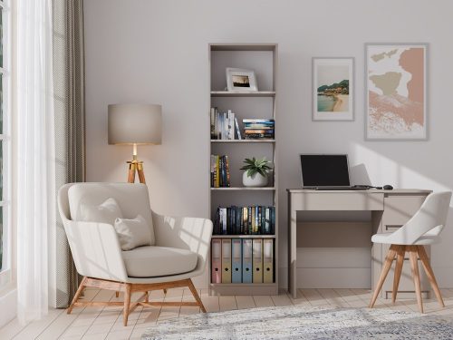 R50 polcos szekrény, könyvtartó, 50x182x30 cm, agyag színű