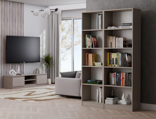 R50 polcos szekrény, könyvtartó, 50x182x30 cm, agyag színű