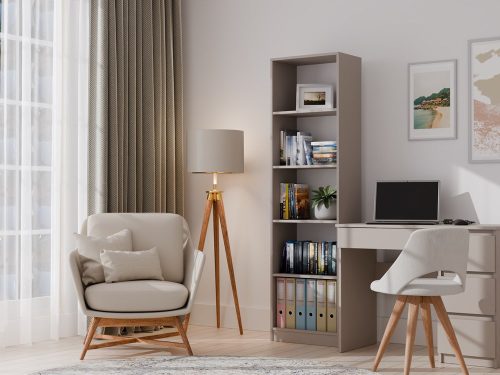 R50 polcos szekrény, könyvtartó, 50x182x30 cm, agyag színű