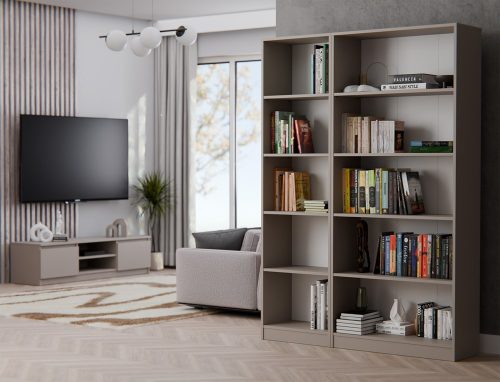 R50 polcos szekrény, könyvtartó, 50x182x30 cm, agyag színű