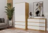M6 120 fiókos szekrény, 120x75x30 cm, tölgy-fehér
