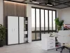 Oliv 2D könyvespolc, irodai szekrény, 74x180x35 cm, antracit-fehér
