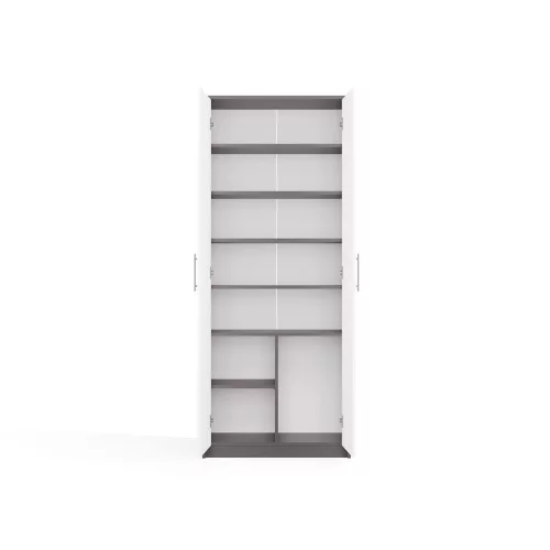 Oliv 2D könyvespolc, irodai szekrény, 74x180x35 cm, antracit-fehér