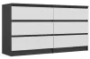 M6 140 fiókos szekrény, 138x75x40 cm, antracit-fehér
