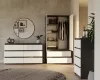 M6 140 fiókos szekrény, 138x75x40 cm, antracit-fehér