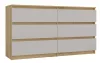 M6 140 fiókos szekrény, 138x75x40 cm, tölgy-kasmír