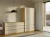 M6 140 fiókos szekrény, 138x75x40 cm, tölgy-kasmír