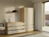 M6 120 fiókos szekrény, 120x75x30 cm, tölgy-kasmír