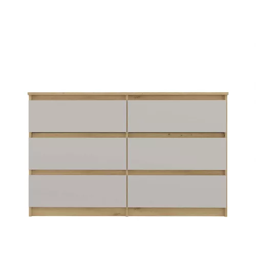 M6 120 fiókos szekrény, 120x75x30 cm, tölgy-kasmír