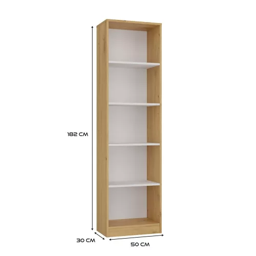R50 polcos szekrény, 50x182x30 cm, tölgy-fehér