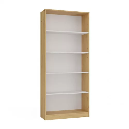 R80 polcos szekrény, 80x182x30 cm, tölgy-fehér