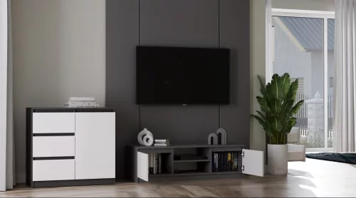 RTV120 TV szekrény, 120x36x40 cm, antracit-fehér