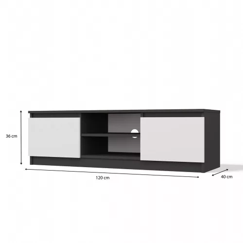 RTV120 TV szekrény, 120x36x40 cm, antracit-fehér