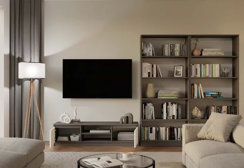 RTV140 TV szekrény, 140x36x40 cm, antracit-fehér