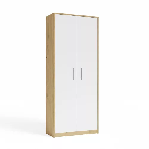 Oliv 2D könyvespolc, irodaiszekrény, 74x180x35 cm, tölgy-fehér