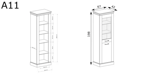 Antica A-11 vitrin, arany tölgy