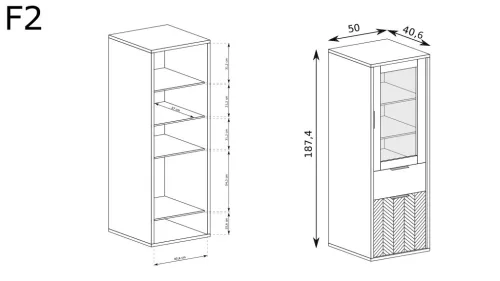 Fonti F-2 vitrin, karamell tölgy