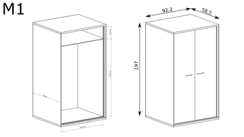 Mediolan M-1 gardróbszekrény, hikora fa