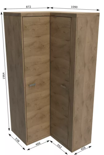 Natural N-14 sarok gardróbszekrény, ribbeck tölgy