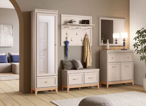 Windsor W-21 fali tükör, kasmír / természetes tölgy